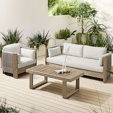 Porto Outdoor Sofa Lounge Chair Portside Coffee Table Set - West Elm Patio Furniture Set