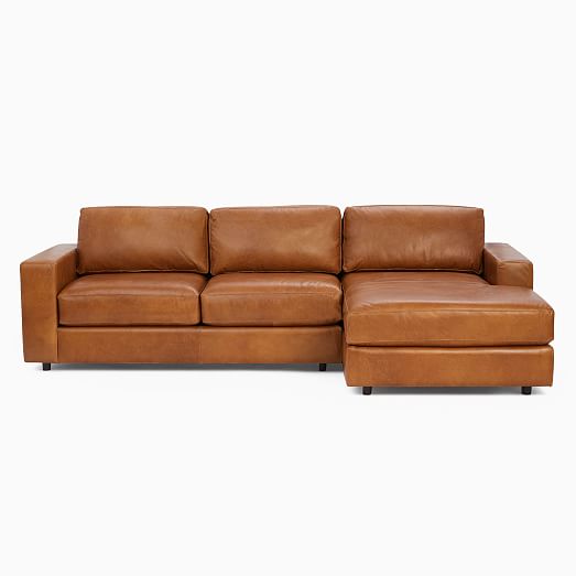 Urban Leather 2 Piece Chaise Sectional, Leather Sofa Sectional Piece