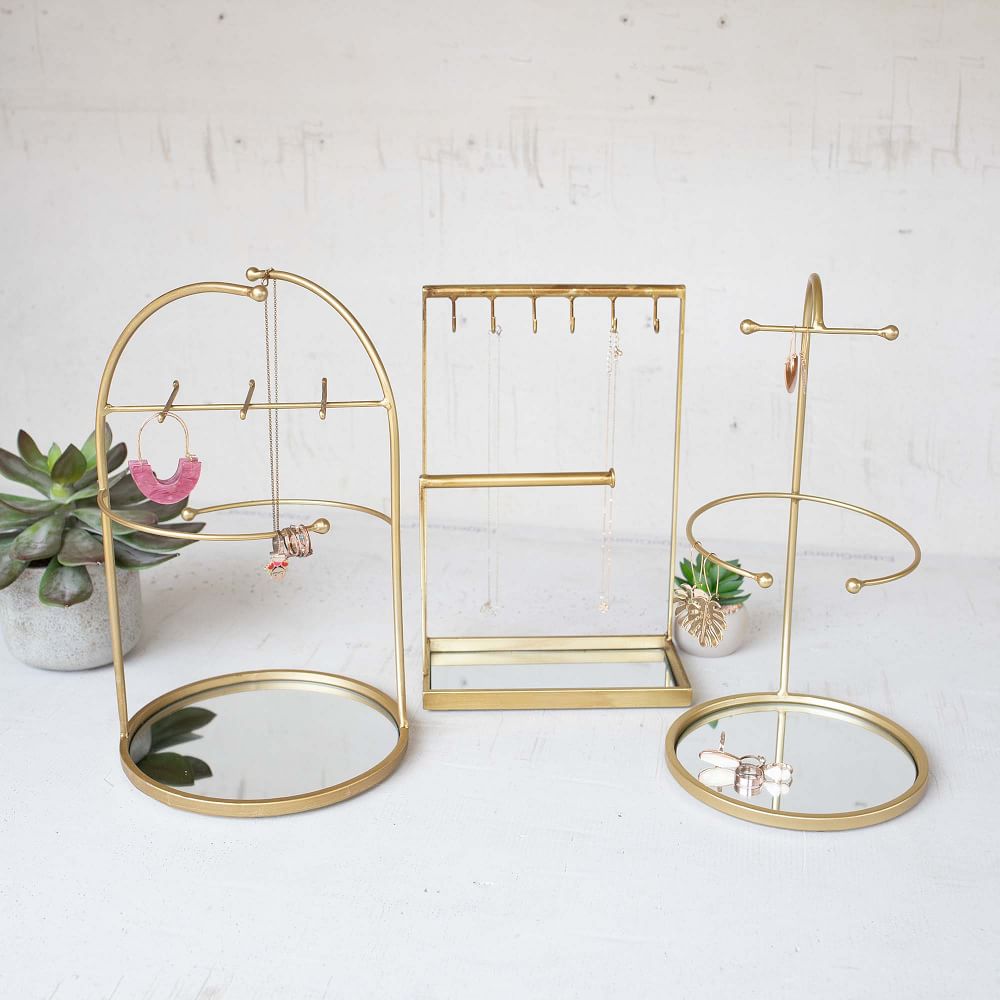 Tabletop Gold Mirrored Jewelry Stands (Set of 3) West Elm