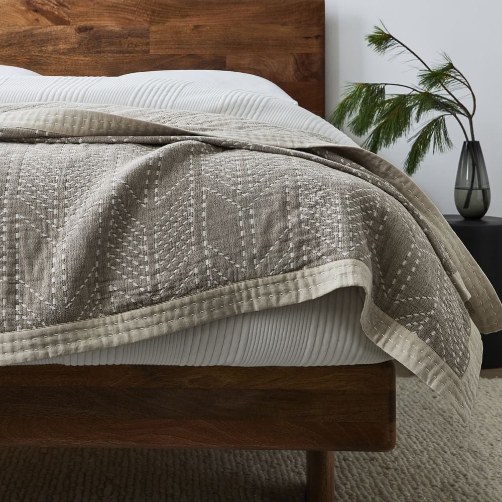 Double Cloth Arrow Bed Blanket Frost Gray West Elm