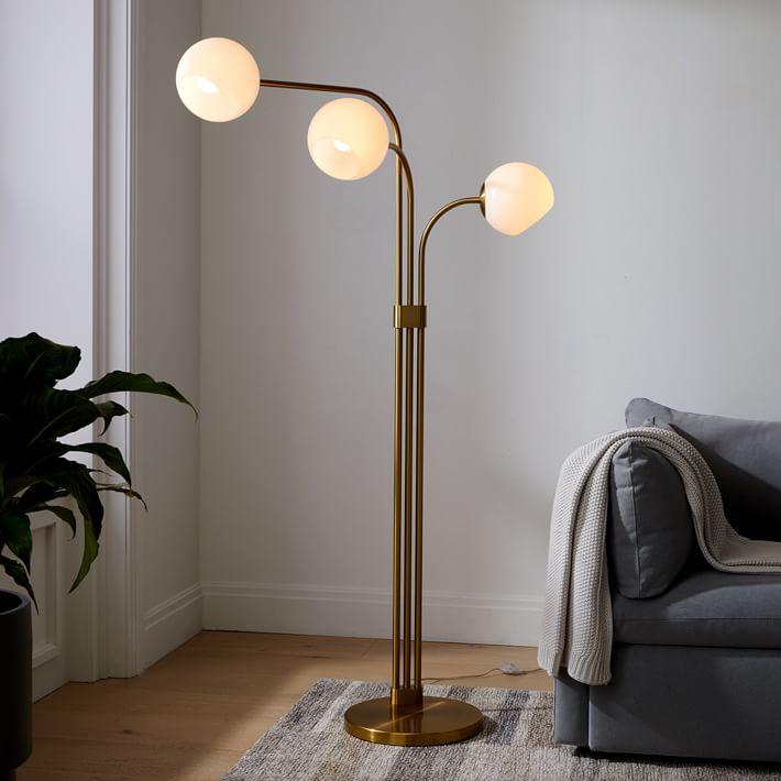 Staggered Glass 3 Light Adjustable Floor Lamp 67 3 Light Adjustable Floor Lamp 67, Hudson Floor Lamp West Elm