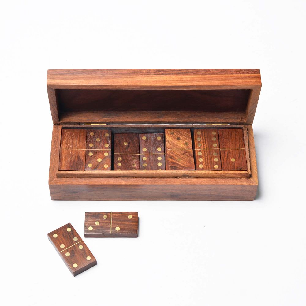 Wood Furphy Dominoes Set 28 Piece Domino Tiles Set Handcrafted Classic Numbers Table Game with Wooden Storage Case