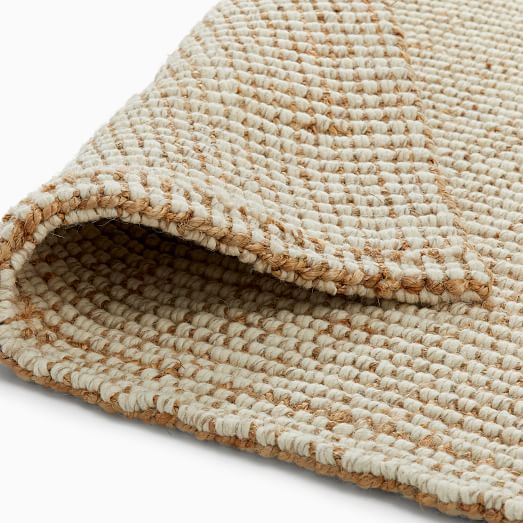 Textured Weave Wool Jute Rug, Textured Wool Rug Natural