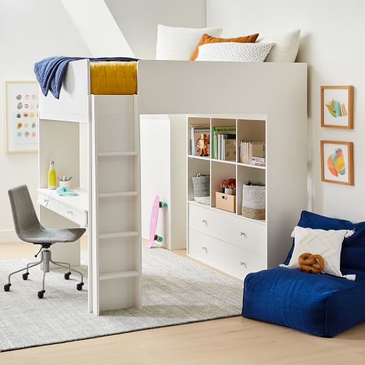 Milo Full Loft Bed W Desk White, Ikea White Bunk Bed With Desk