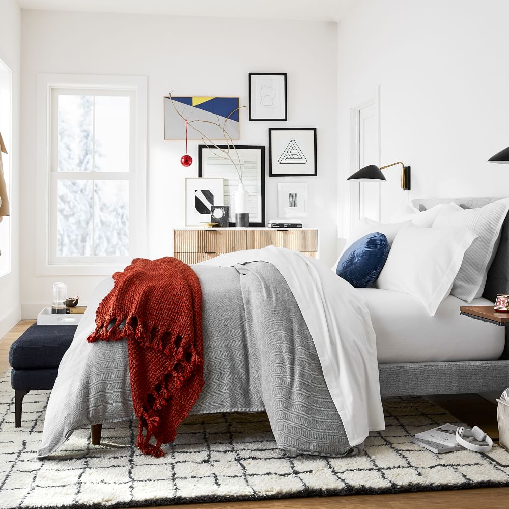 Organic Flannel Herringbone Duvet Cover & Shams West Elm