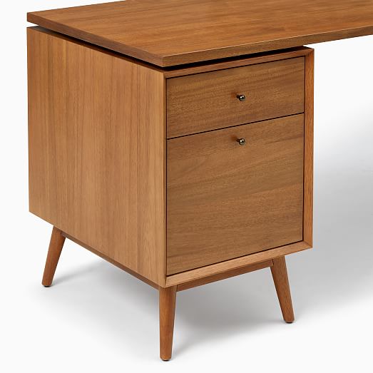 Mid Century Modular Desk File Cabinet, Wooden Filing Cabinets Desk