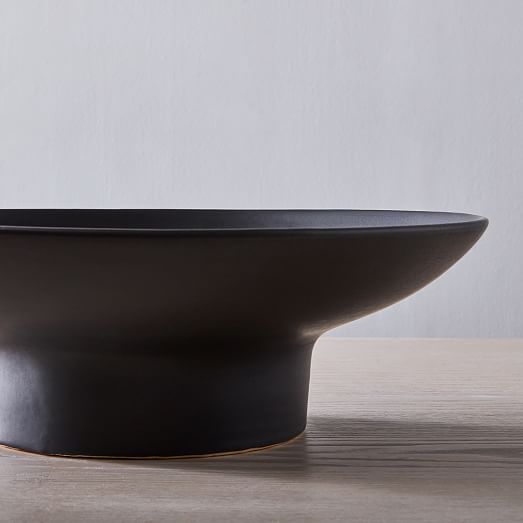 black ceramic footed bowl