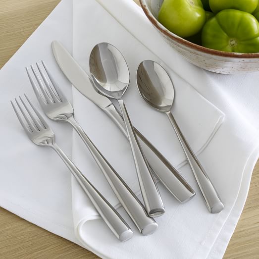 Details about   1 Dinner Fork Promenade West Elm Stainless China Glossy Plain Slant End MCM MOD 