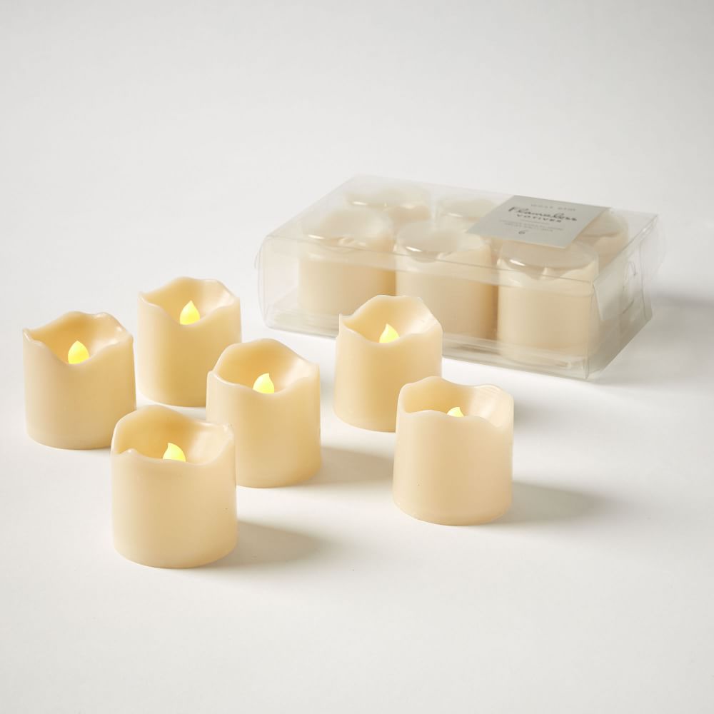 Premium Flameless Wax Dipped Votive Candles (Set of 6) West Elm