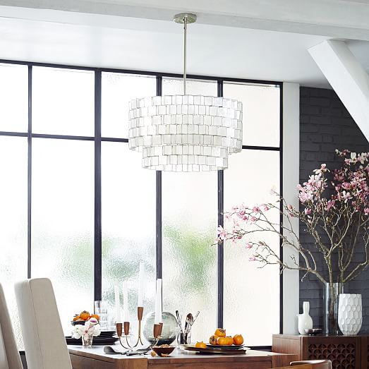 Capiz Zigzag Chandelier 24 Capiz Zigzag Chandelier 24, West Elm Capiz Chandelier Dining Room Table