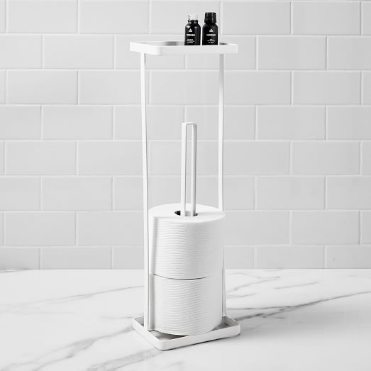 Free Shipping! Details about   West Elm Toilet Paper Stand White Wood Minimal Simple NEW 