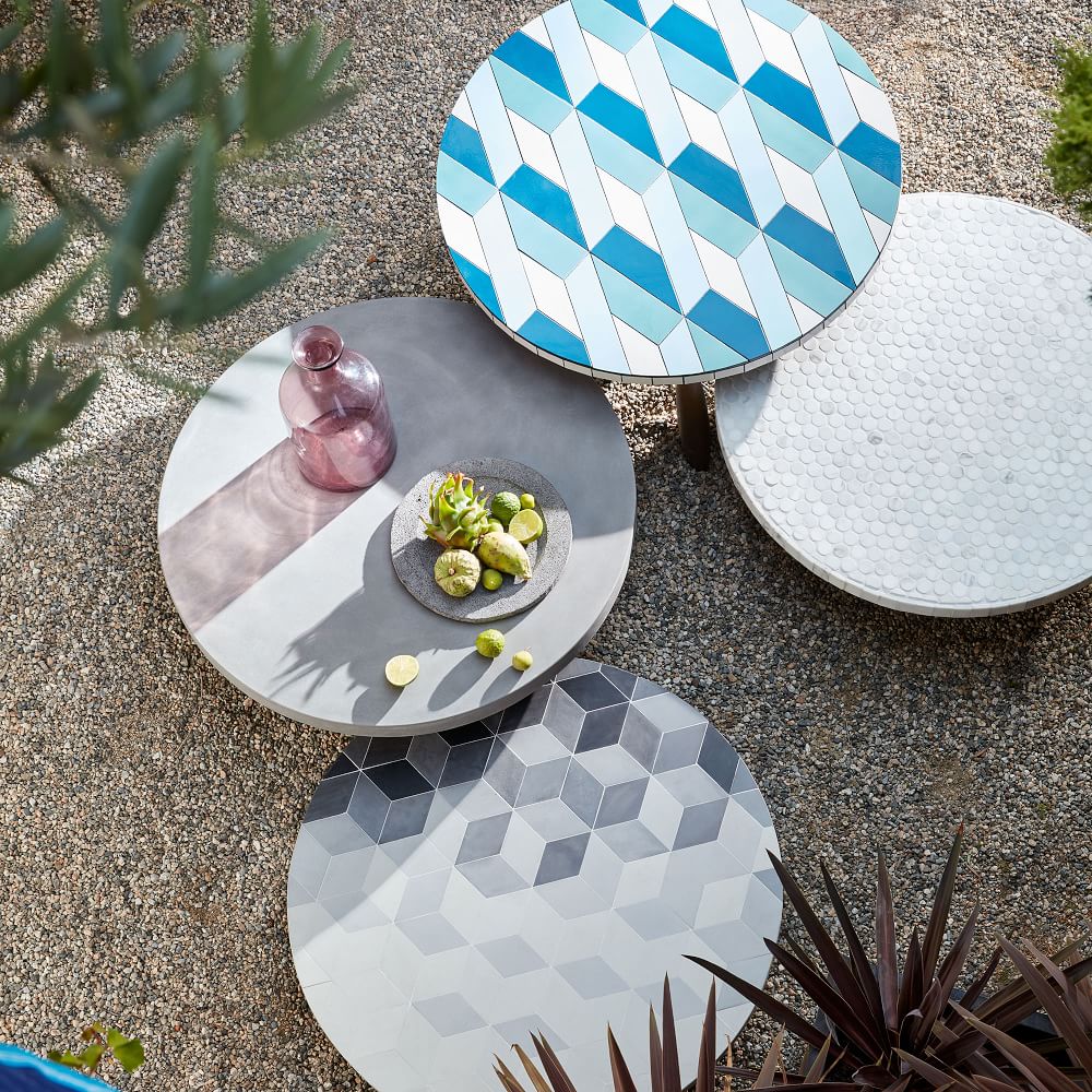 Mosaic Outdoor Round Coffee Table (32") West Elm