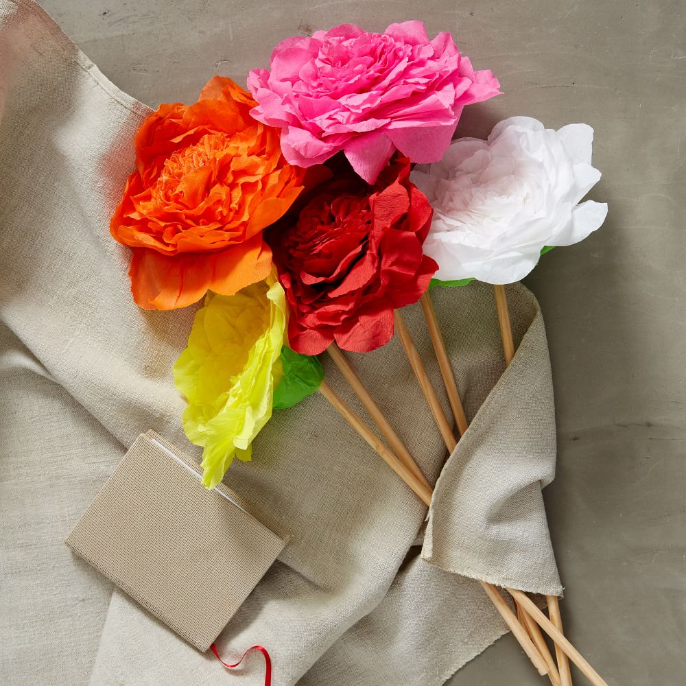 Mexican Crepe Paper Flowers Set of 4  Bi-Color STAR We Make Special Orders" 