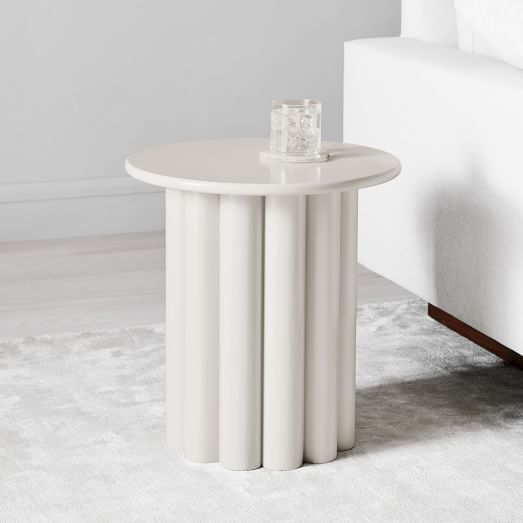 Hera Side Table 17, White End Table Circular