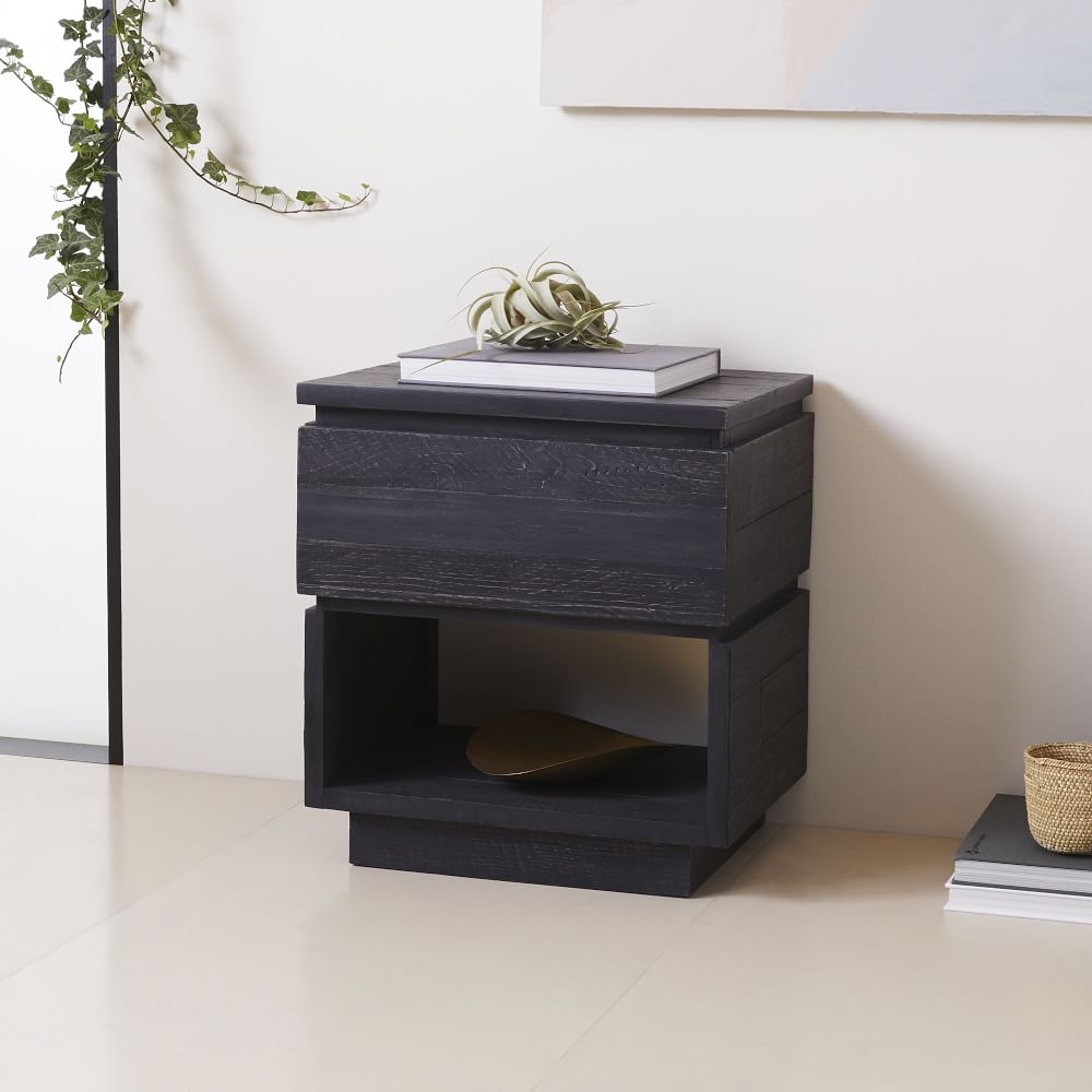 Emmerson® Modern Reclaimed Wood Nightstand Ink Black West Elm