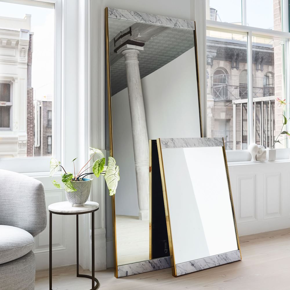 Marble & Brass Floor Mirror 30"W x 72"H West Elm