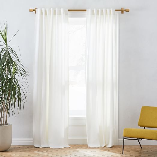 Oversized Adjustable Metal Curtain Rod, White Curtains Gold Rod