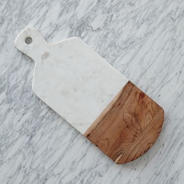 Green Marble/Wood Rectangle Chopping Board with Handle