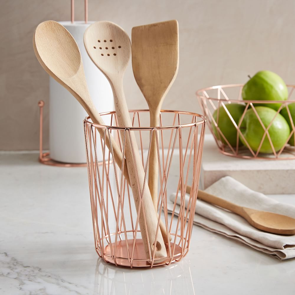 Copper Wire Utensil Holder, Kitchen Storage Solutions West Elm