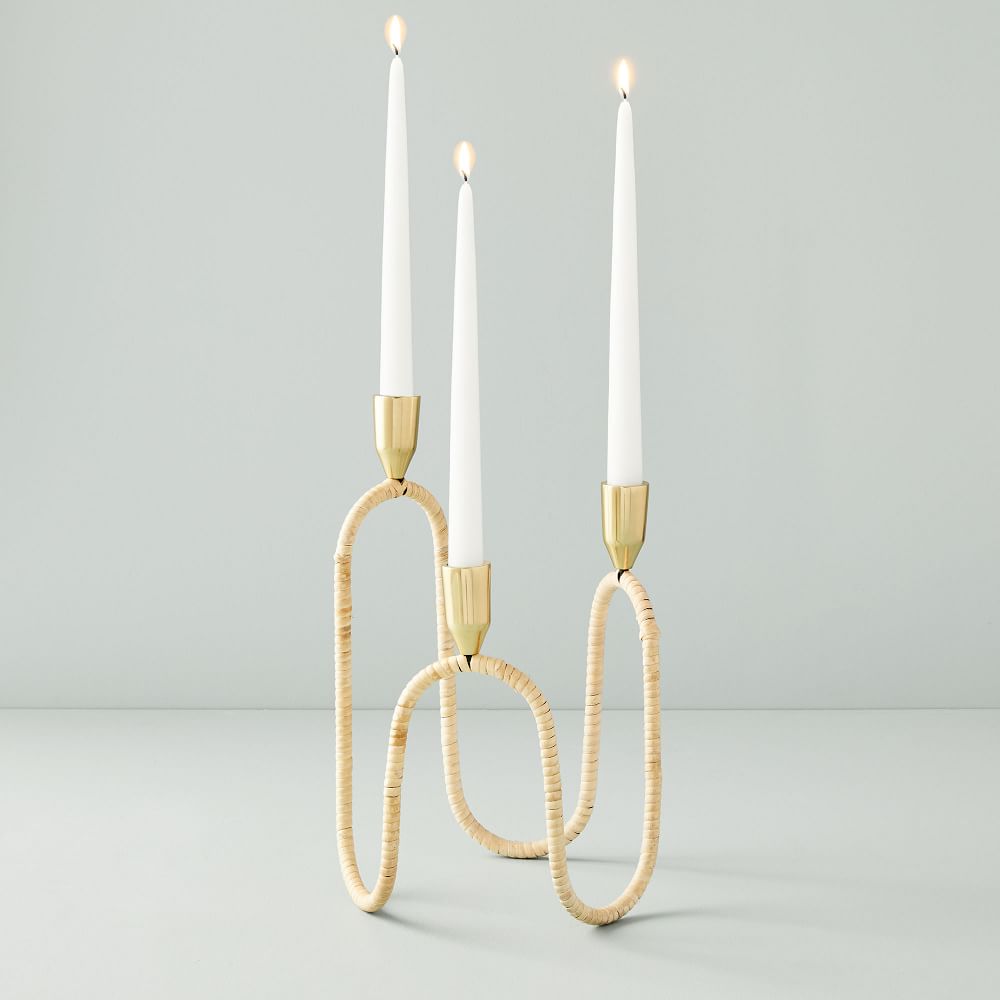 Rattan Wrapped Taper Candle Holder West Elm