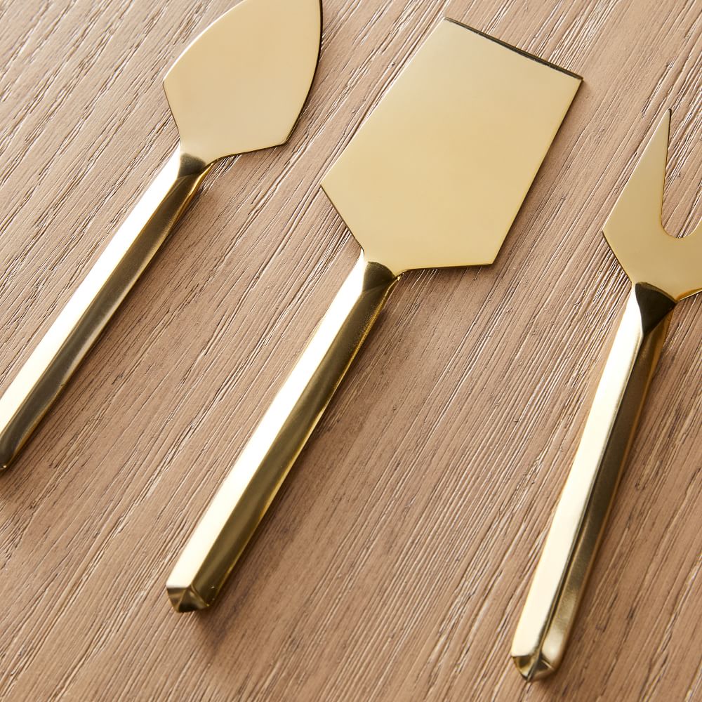 Faceted Brass Cheese Knives (Set of 3) West Elm
