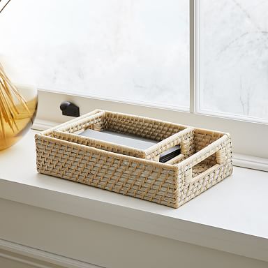 Modern Weave Small Storage Basket - Whitewashed