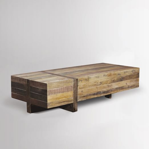 Reclaimed Pine Block Coffee Table Natural, Small Unfinished Pine Side Table