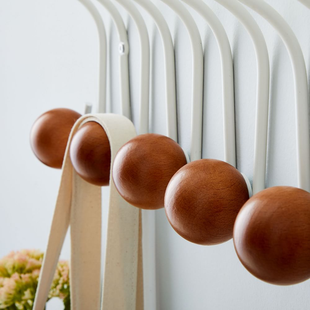 Geometric Wall Hooks White/Wood West Elm