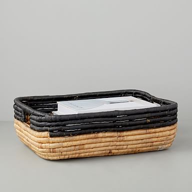 Woven Seagrass Underbed Storage Basket - Natural/Black