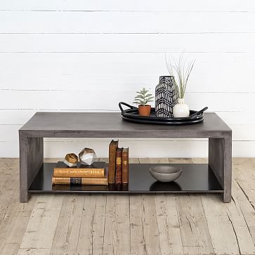 Industrial Concrete Coffee Table Industrial Concrete Coffee Table, Trunk Concrete Storage Coffee Table