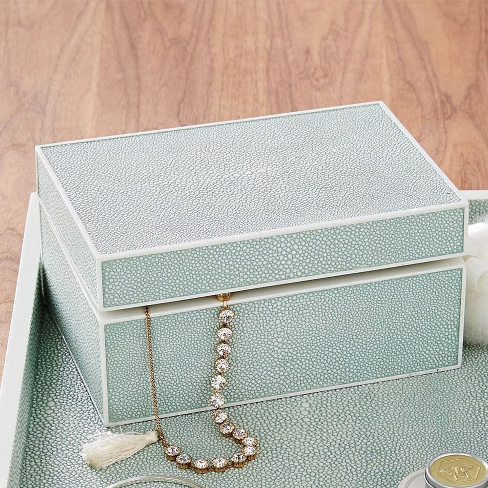 Faux Shagreen Box - Celadon, Jewelry Organization