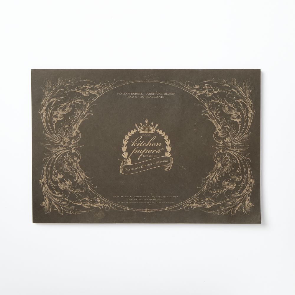 Kitchen Paper Placemats Black Scroll West Elm