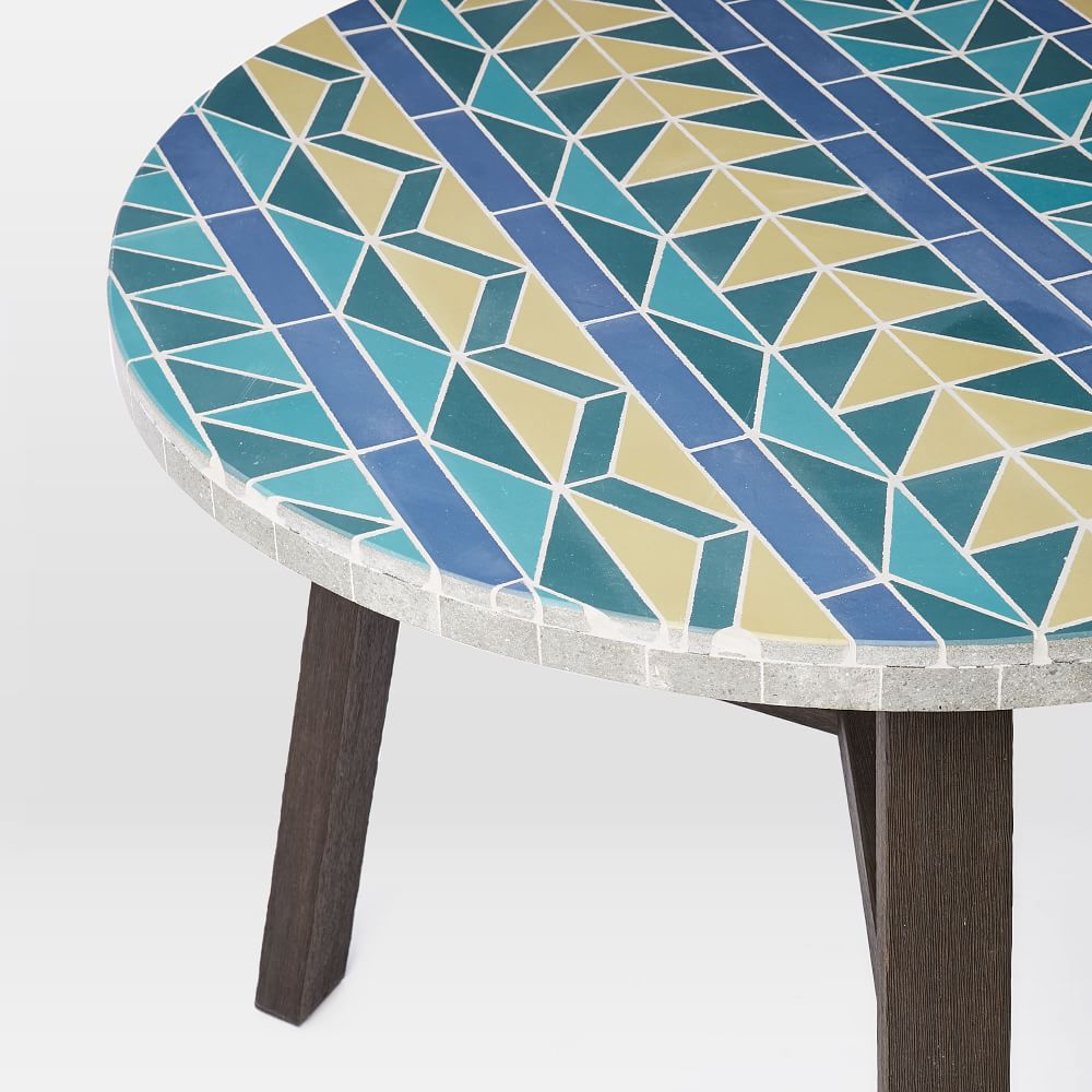 Mosaic Tiled Outdoor Bistro Table Multi Triangle West Elm