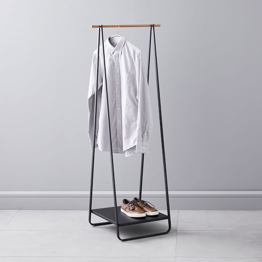 UDEAR Garment Rack Freestanding Hanger Multi-functional Practical Single pole Bedroom Clothing Rack 8 Hooks，Black