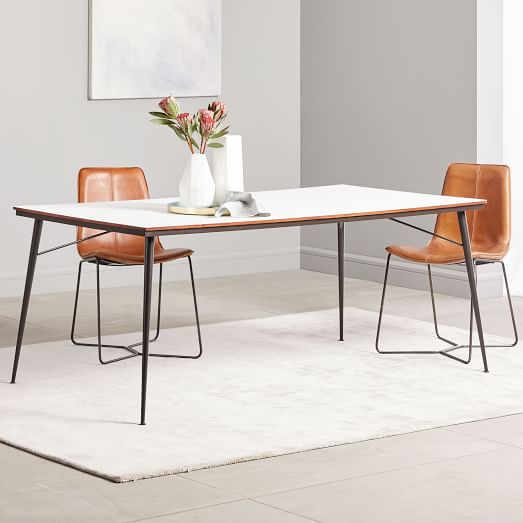 Paulson Dining Table White Laminate, Laminate Top Dining Room Tables
