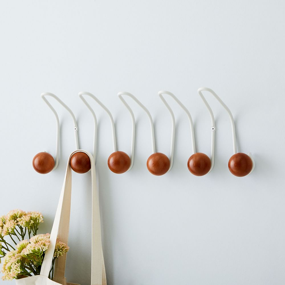 Geometric Wall Hooks White/Wood West Elm