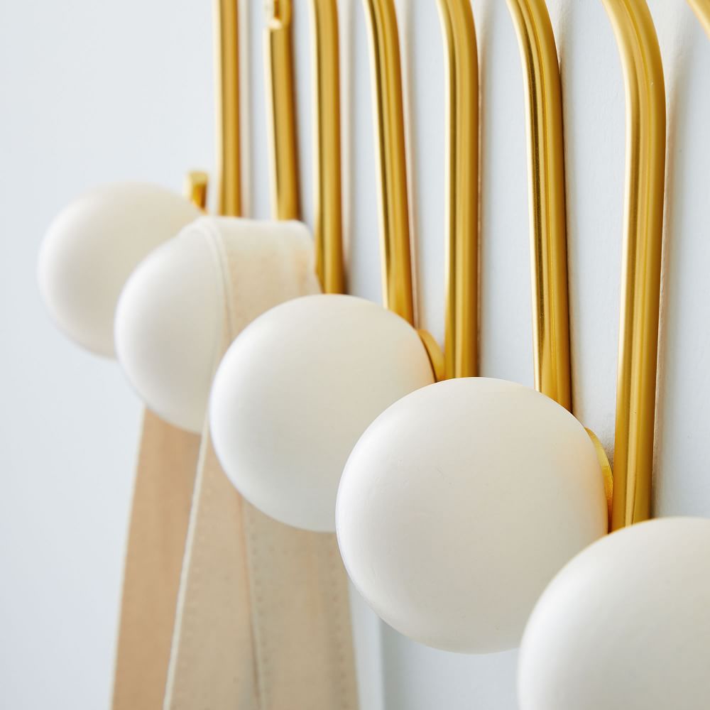 Geometric Wall Hooks Brass/White West Elm