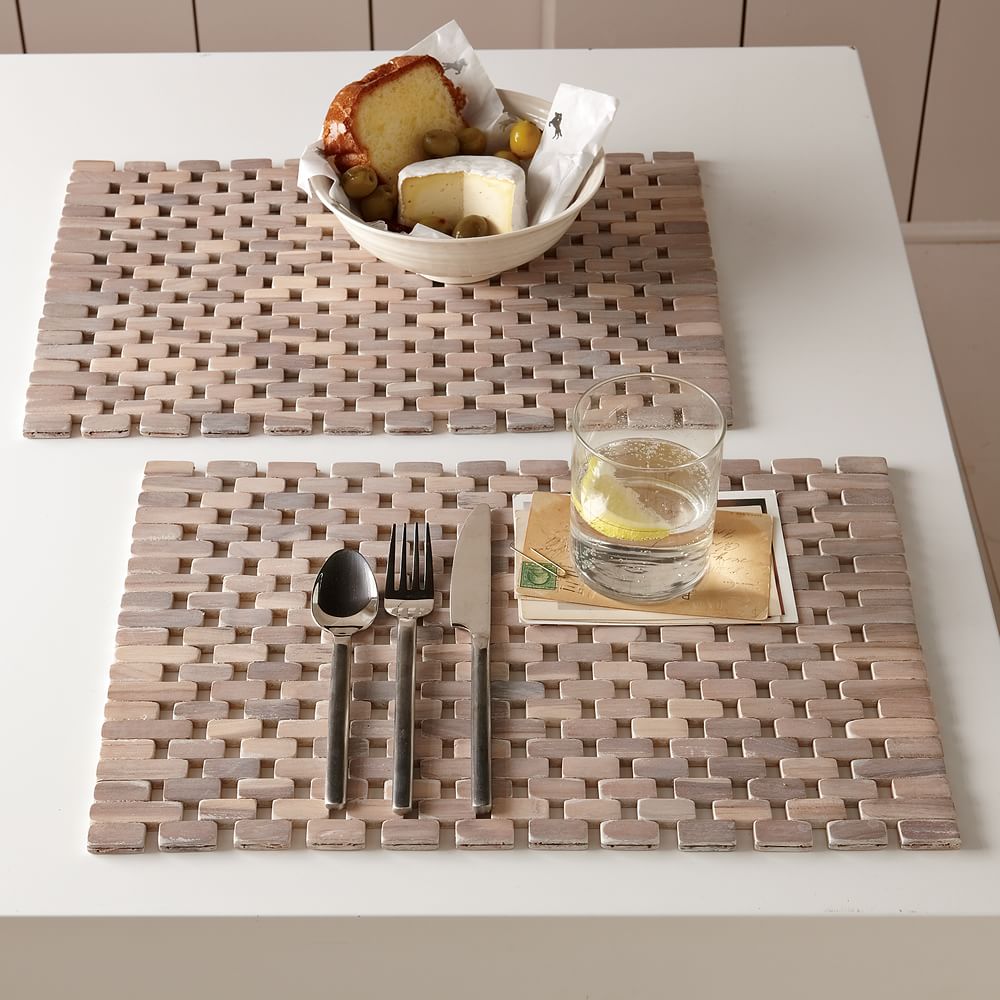 Whitewashed Wood Placemat Set West Elm