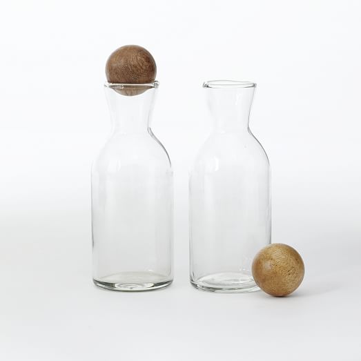 Cork Lid and Wood Stand Ceramic Vinegar Bottle Set Oil and Vinegar Dispenser