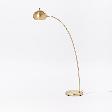 Petite Arc Metal Floor Lamp, Reader, Antique Brass