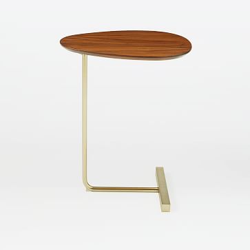 Charley C-Side Table, Walnut + Antique Brass