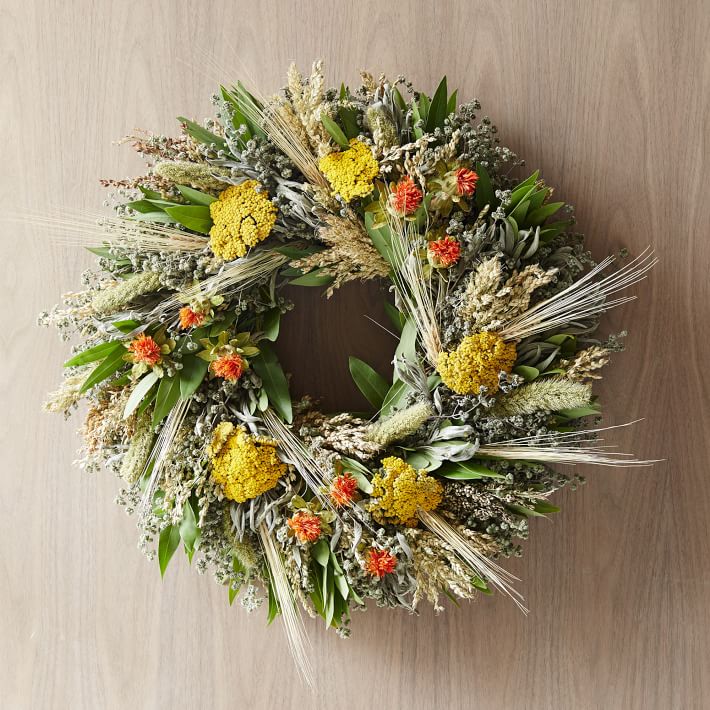 Safflower and Marjoram Handmade Natural Herb Wreath by Creekside Farms