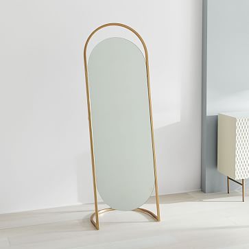 Folded Ellipse Antique Brass Standing, How To Stand A Floor Mirror