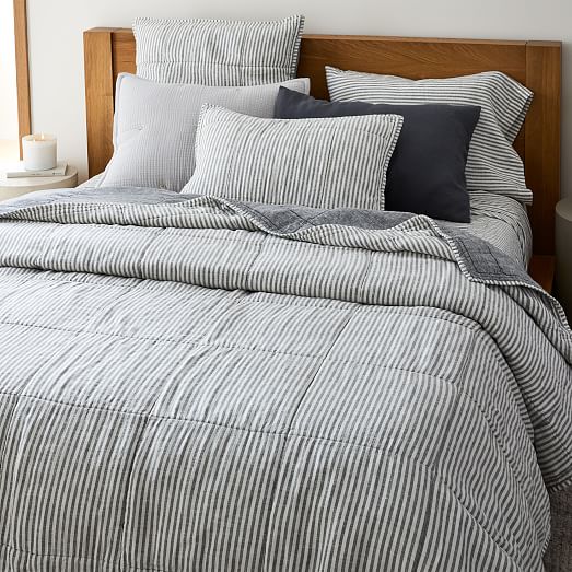 striped linen quilt