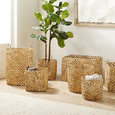 Open Weave Zigzag Seagrass Baskets - Natural