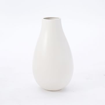 Pure White Ceramic Vase, Oversized Raindrop