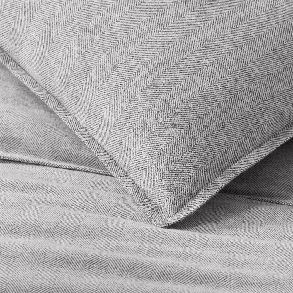 Organic Flannel Herringbone Duvet Cover & Shams West Elm