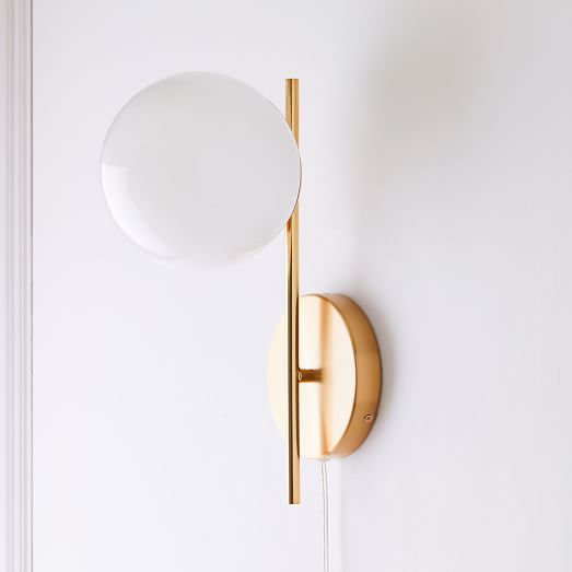 Sphere Stem Wall Sconce Single Individual - West Elm Wall Sconce Plug In