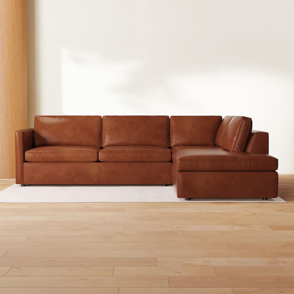 Harris Leather 2-Piece Sleeper Sectional w/ Bumper Chaise (111") | West Elm