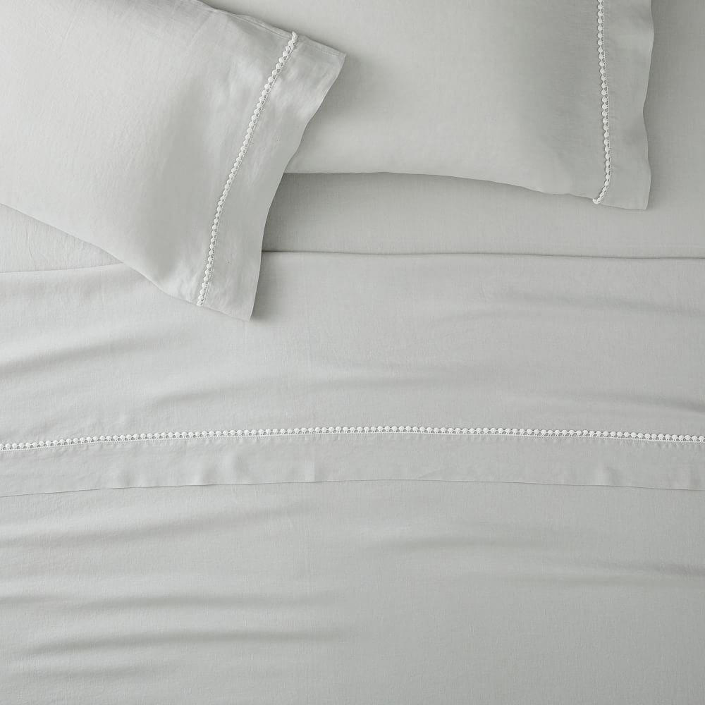 European Flax Linen Pom Pom Sheet Set & Pillowcases 